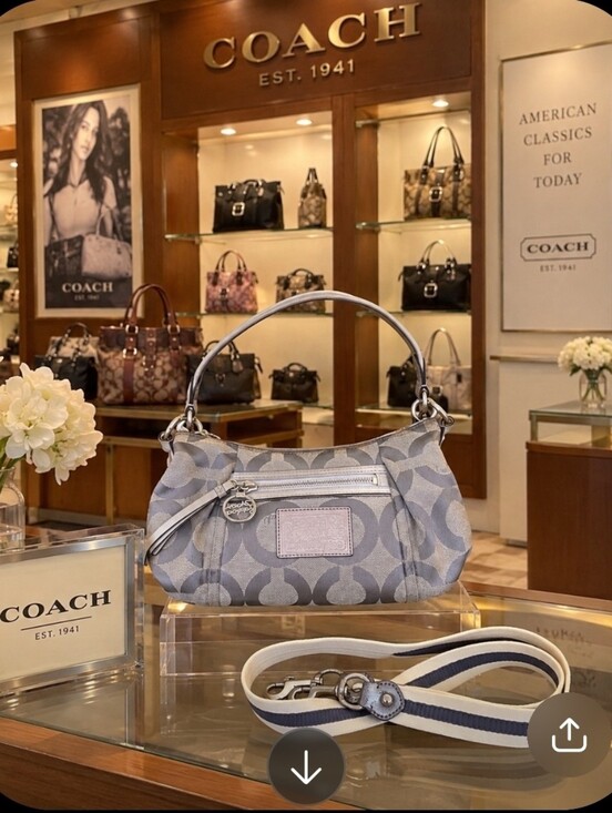 Coach Handbags - Coach Poppy Gray Signature Canvas Shoulder Bag with Removable StrapCoavh